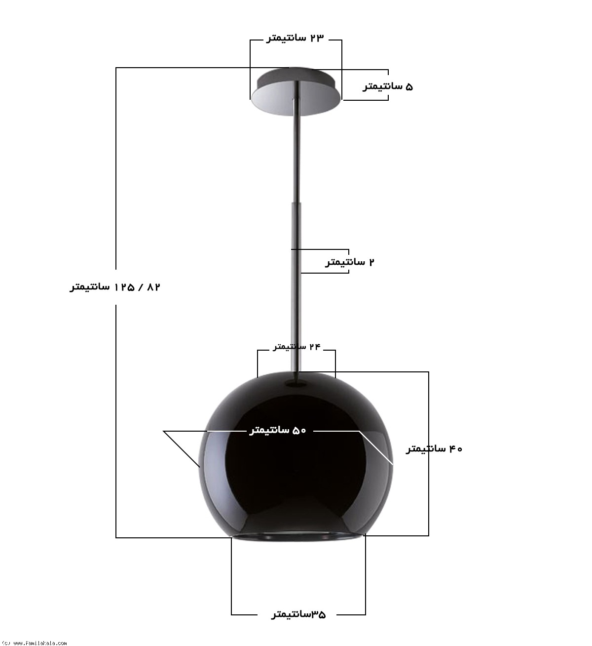 سایزبندی هود میکس جزیره مدل SPHERA  BLACK  مشکی