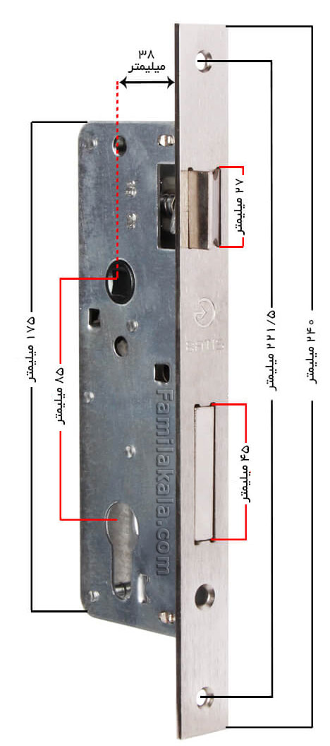 ابعاد قفل درب سوئیچی باتیس مدل 4 سانت